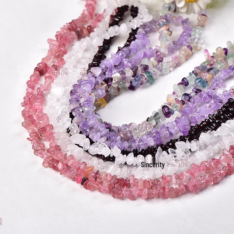 Натуральные разноцветные хрустальные бусины из крошки - Агат, Халцедон, Флюорит, Гранат