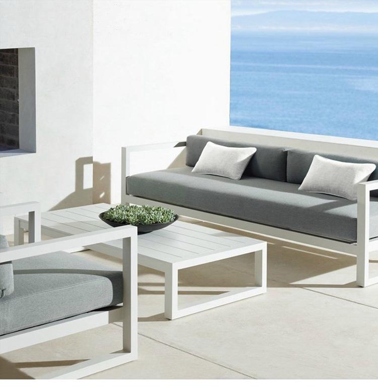 Aluminum Alloy Outdoor Rattan Sofa Set with Waterproof Coffee Table