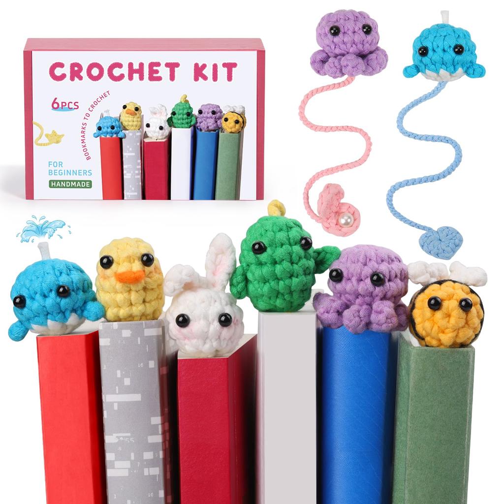 Fenrry Crochet Bookmark Kit with Step-by-Step Video Tutorials Animal Bookmarks for Beginners Decoration Readers Book Lovers