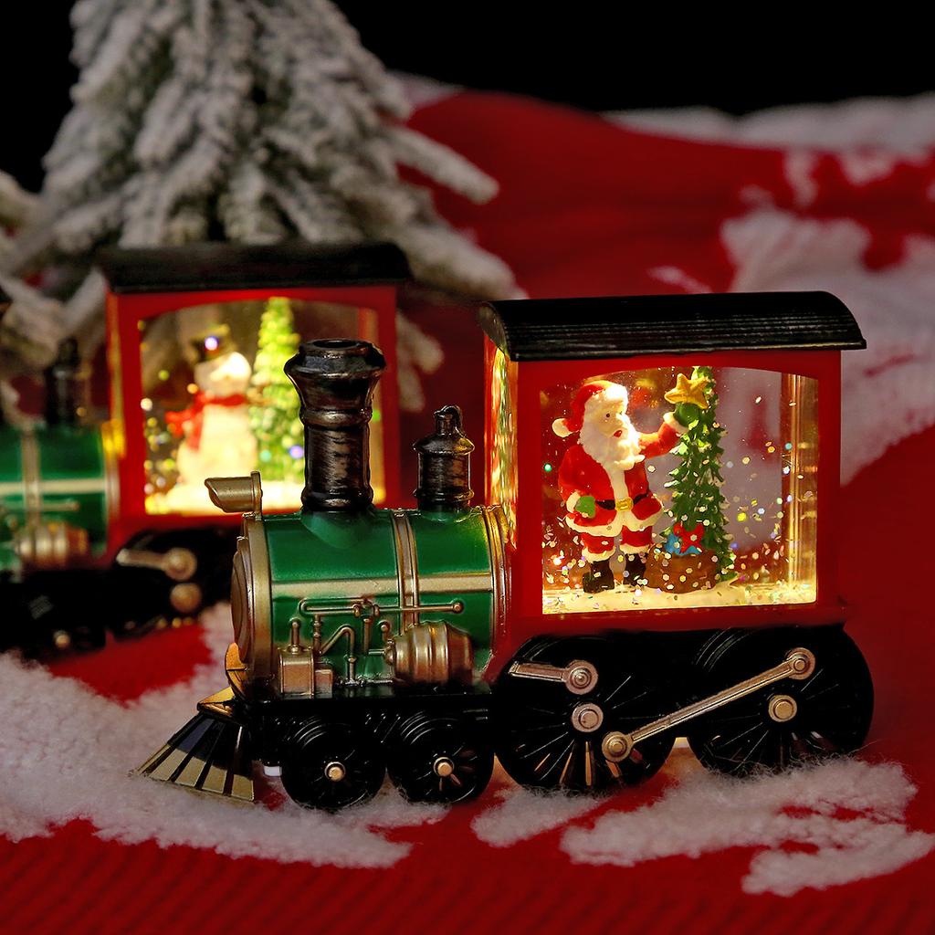 Christmas Train Luminous Water Filling Small Wind Light Desktop Ornament Scene Arrangement Props