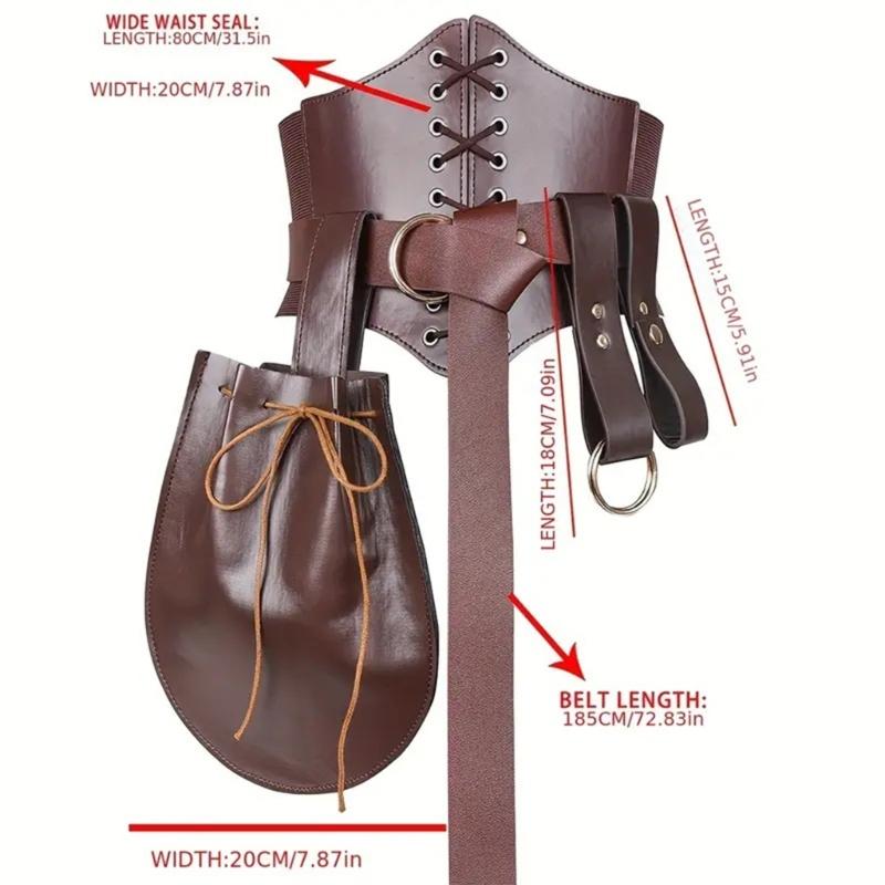 Medieval Waist Guard Leather Side Pack Medieval Leather Belt Waist Bag Potion Bottle Medieval Costume Accessory