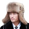 Thick Warm Bomber Hat Men Real Rabbit Fur Earflap Trapper Fluffy Cap Male Plus Size Winter Hats for Men Ski Fluffy Hat