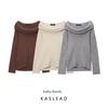 Kaslead New Women Clothes Western Style Fashion Lazy off-Shoulder off-Shoulder Knit Sweater