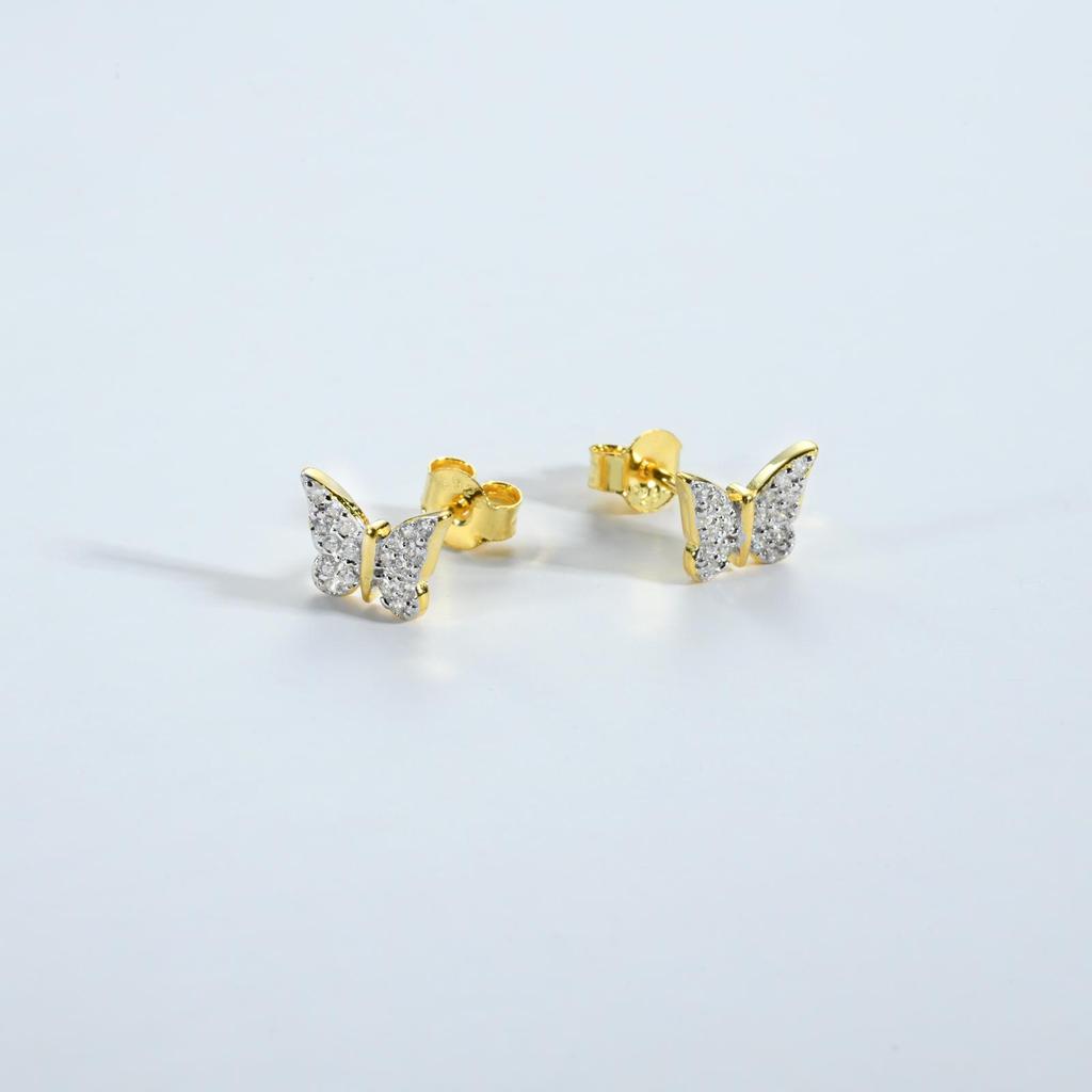 ANDYWEN Женские серьги-гвоздики из стерлингового серебра 925 пробы, золотые бабочки, стрекозы, пчелы, роскошные ювелирные изделия, 2023, свадебные украшения