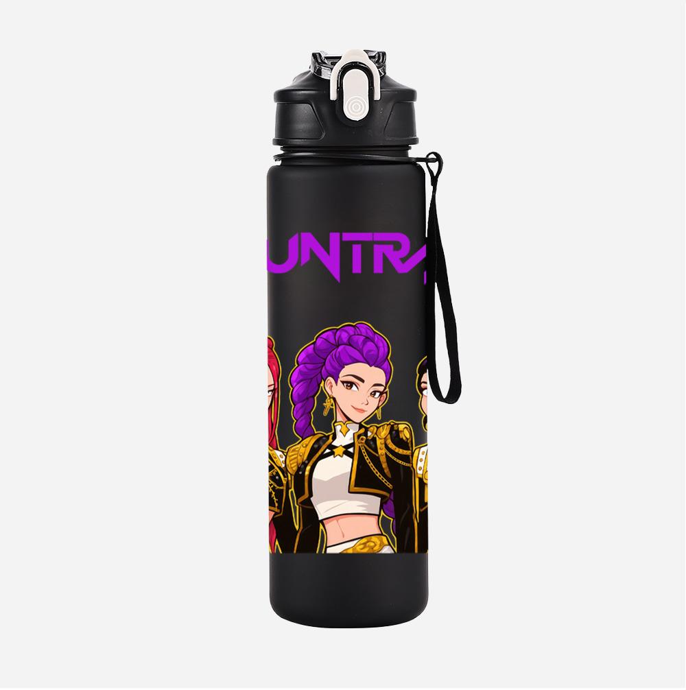 Cartoon K-Pop Demon Hunters Printed 750Ml Water Bottle Large Capacity Drinking Cup Portable Outdoor Sports Water Cup Children Gift