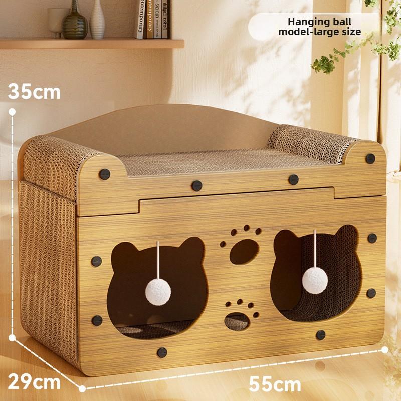 Новая интегрированная кошачья игровая и сонная доска Mansion Villa, двухслойная деревянная кошачья когтеточка, многофункциональное кошачье гнездо, устойчивая к царапинам игрушка для домашних животных