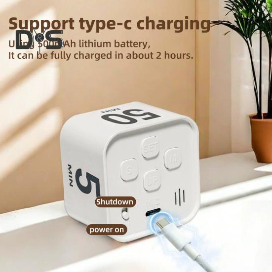 Цифровой куб Помодоро Таймер Визуальное исследование Фитнес Обратный отсчет Производительность Таймер с технологией автоматического переворота Бесшумная работа Вибрация и регулируемый звук