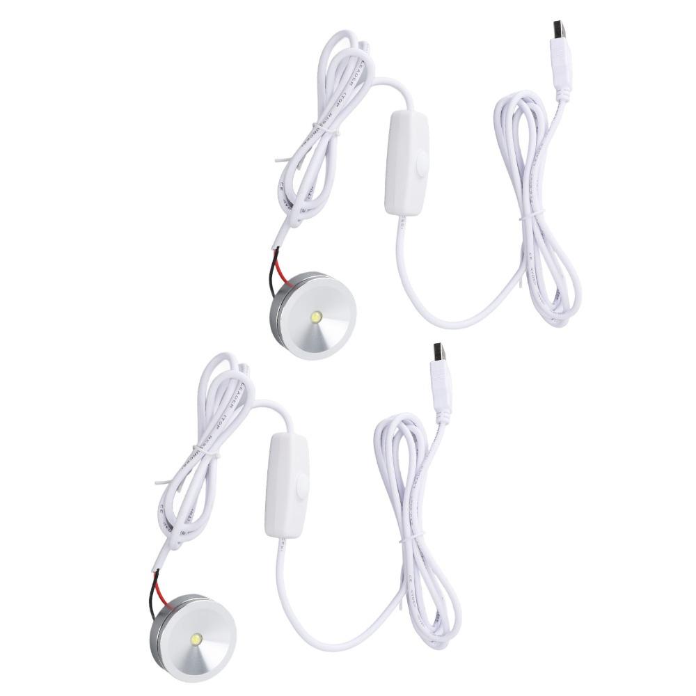 2pcs 6.6ft Cable USB Mini Spotlights 5V Small Spot Lights LED Spotlights Display Cabinets