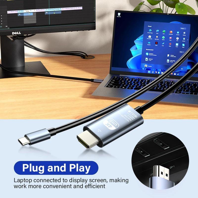 HdoorLink Адаптер USB C к HDMI 4K 30 Гц Тип C Кабель-конвертер HDTV для Iphone 15 Конвертер Macbook Air Ipad Ноутбук Подключить ТВ Проектор для ноутбука