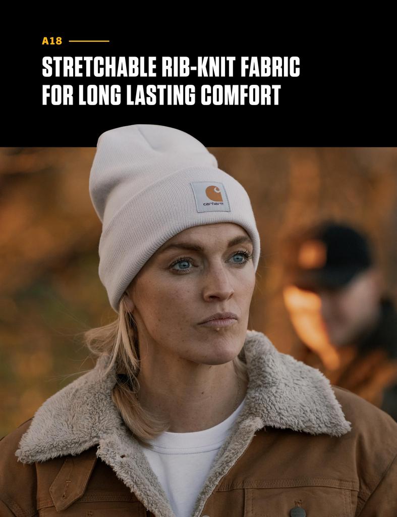 Акриловая вязаная шапка Carhartt A18 US One Size Black (Кархарт) Мужской Размер Цвет