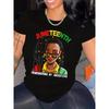 Женская футболка к Джунтину большого размера, повседневная, с принтом мультяшного персонажа и букв, с коротким рукавом и круглым вырезом, слегка тянущаяся