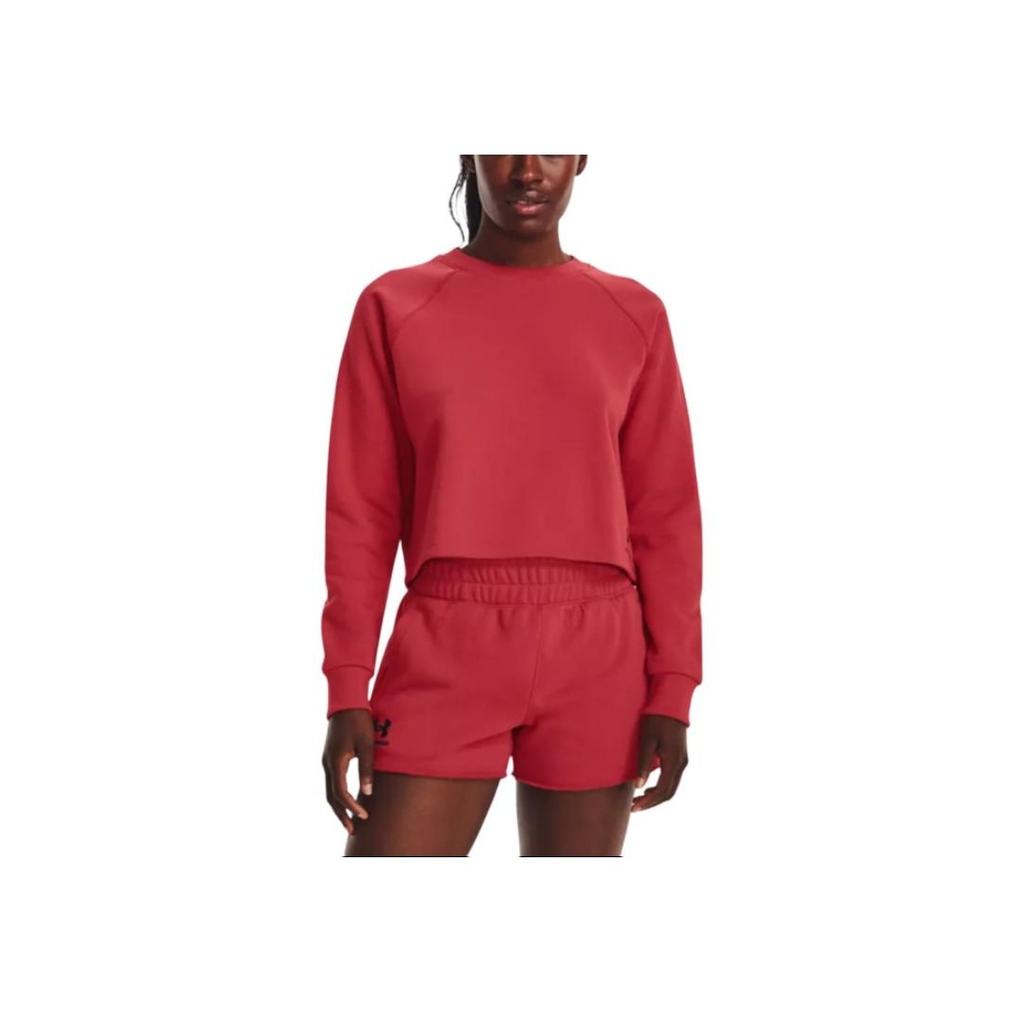 Under Armour Solid Color Crew Neck Long Sleeve T-Shirt Women Tops Red 1378650-638