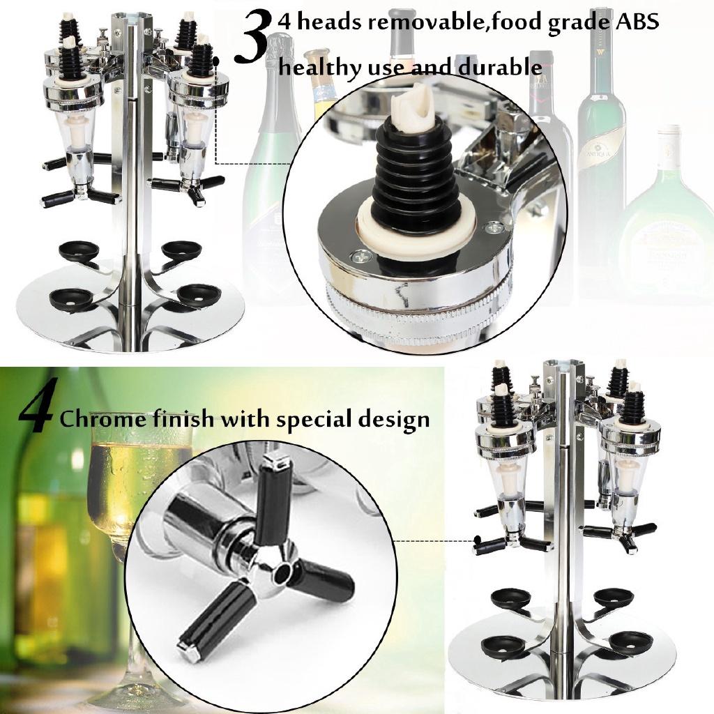 4 головки Серебристый Нержавеющая сталь Бар Батлер Вращающийся Диспенсер для вина, сока, коктейлей Держатель - intl Серебристый 24*24*54 СМ