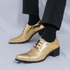 Men's Cross-Border Plus Size Multi-Color Patent Leather High-Heeled Pointed Toe Lace-Up Casual Business Shoes