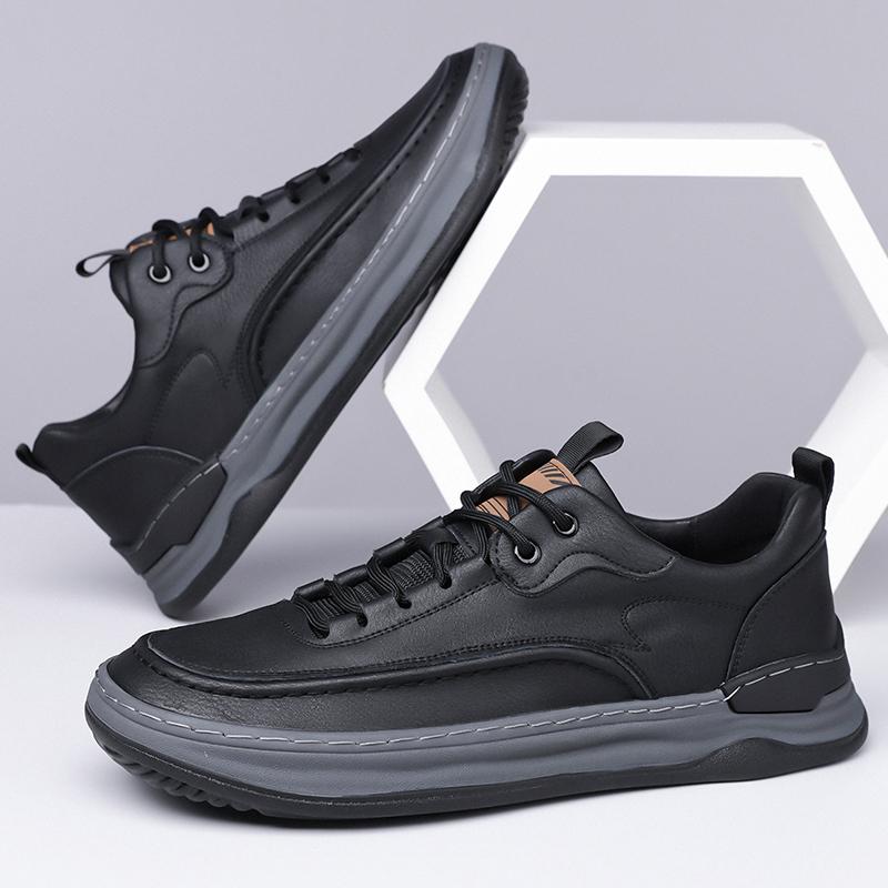 Fashion Non-Slip Basic Shoes for Men Outdoor Casual Leather Shoes British Style Male Treking Footwear Hot Sale Trainers Travel Sneakers