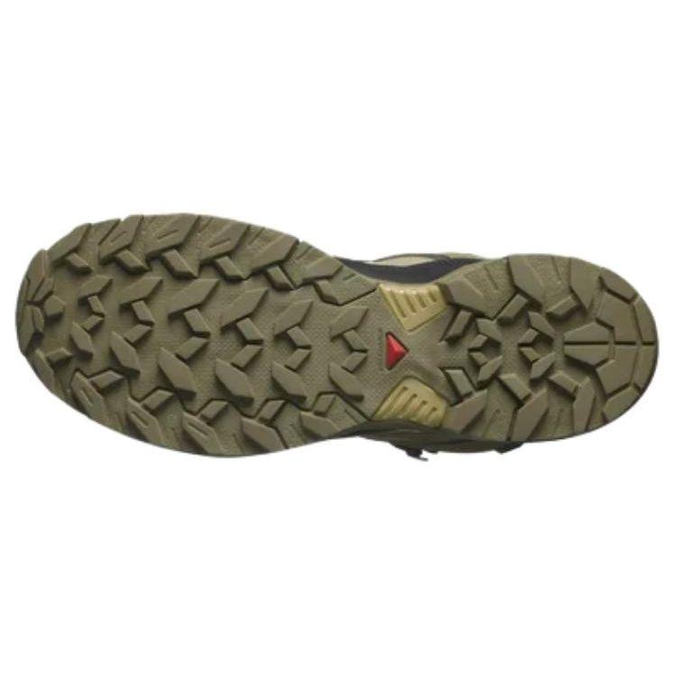 SALOMON Mid Gore-Tex Round Toe Lace-Up Shock Absorbing Durable Mid-Top Hiking Shoes Men Hiking Shoes Green Black 474477