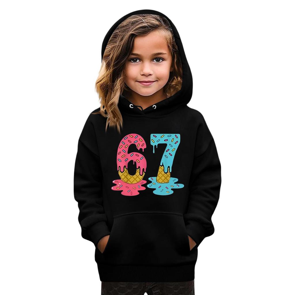 Kids' Fashion Printed Pullover Casual Long-Sleeve Crewneck Hoodie Top