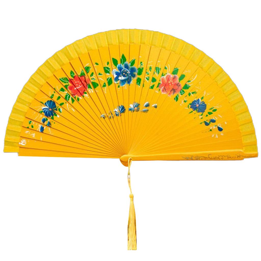 Фламенко Выступление Двусторонний Ручной Испанский Танцевальный Веер с Цветочным Рисунком Шелковый Складной Веер