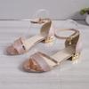 Women's Sandals 2025 Summer New Fashion Crystal Party Shoes for Women Comfortable Open Toed Thick Heel Sandals Sandalias