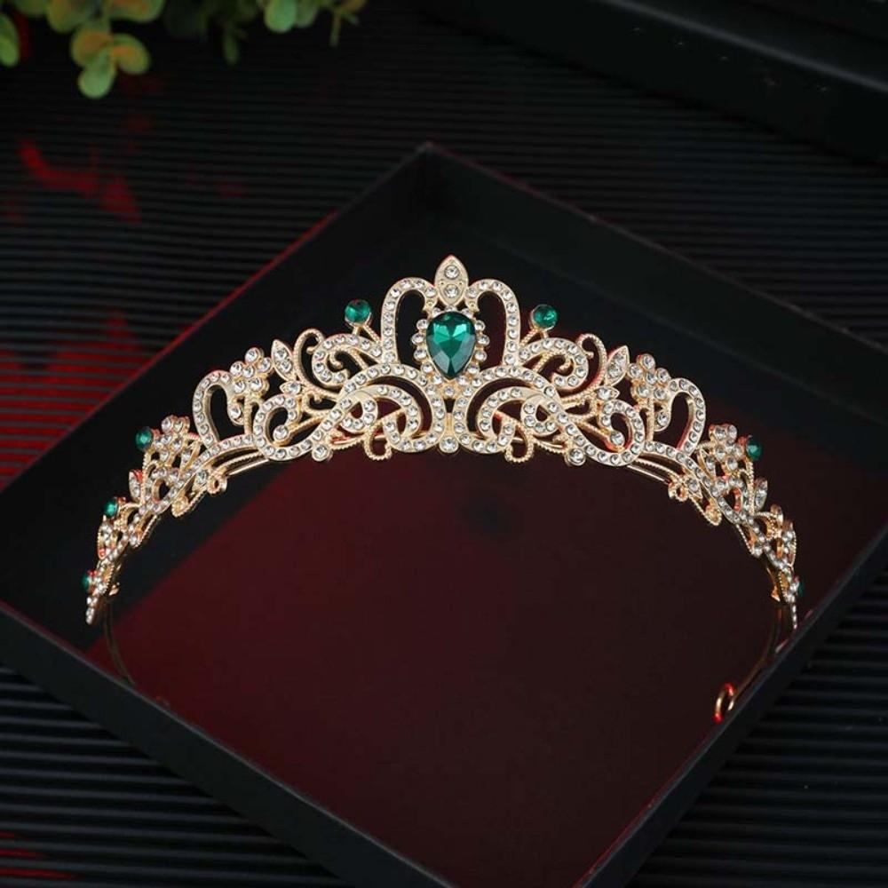 Модная Винтажная Барочная Корона Золотая Блестящая Корона Королевы Украшения для Волос Сплав Древнегреческая Диадема Вечеринка