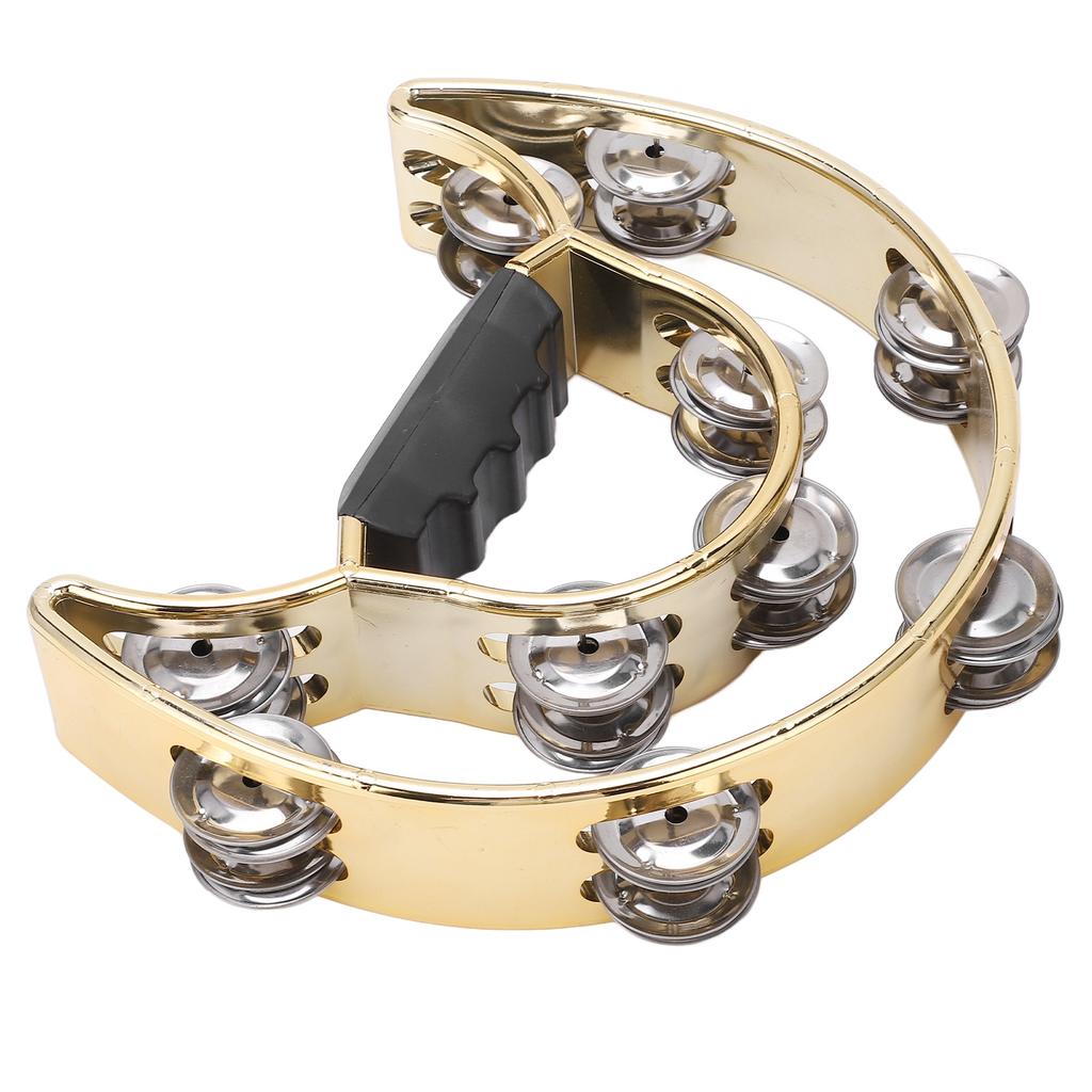 Двухрядный ручной тамбурин металлический тамбурин с позолоченными колокольчиками ударный музыкальный инструмент желтый