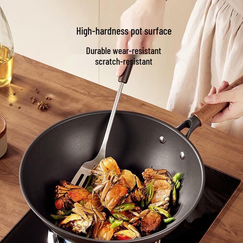 COOKER KING 34cm Titanium-Iron Flat-Bottom Non-Stick Wok