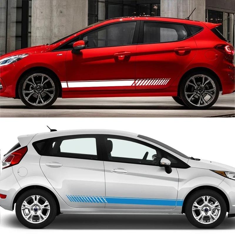 Car Sticker Door Side Skirt Stripes Decal for Ford Fiesta MK8 MK7 MK6 Mk5 ST Sport Styling Vinyl Decor Tuning Auto Accessor