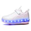 Спортивная обувь для девочек с подсветкой, трущиеся туфли, твердые волшебные патчи, зарядные двухрядные скользящие туфли с колесами