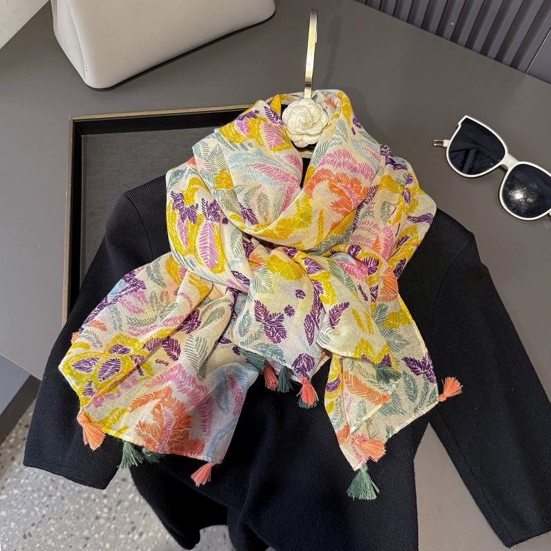 31 Дизайн Осень Винтаж Цветочный Кисточка Вискозный Шаль Шарф Леди Высокое Качество Накидка Пашмина Стола Буфандас Мусульманский Хиджаб 180*90 См