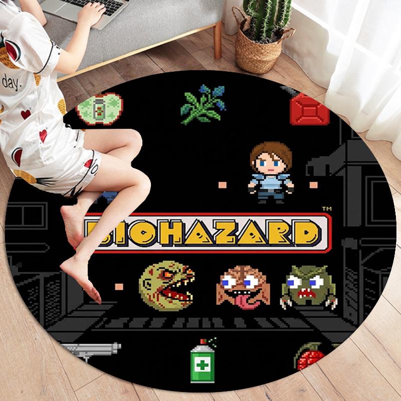 Resident Evil Round Area Rug Carpet Rug For Living Room Bedroom Sofa Playroom Decor Nonslip Floor Mat