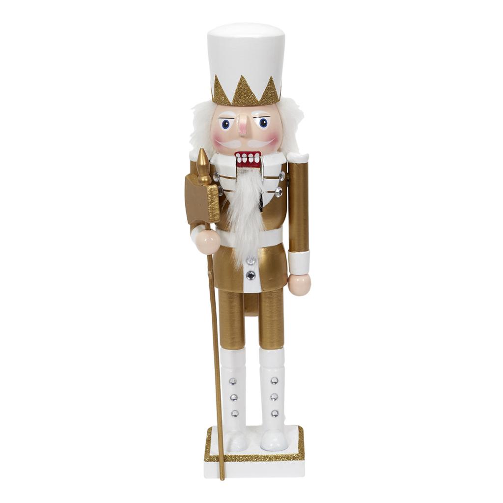 Les Trésors De Lily [A3491] - Деревянная статуэтка золотисто-белого цвета «Щелкунчик». (алебарда) - 35x10x8см