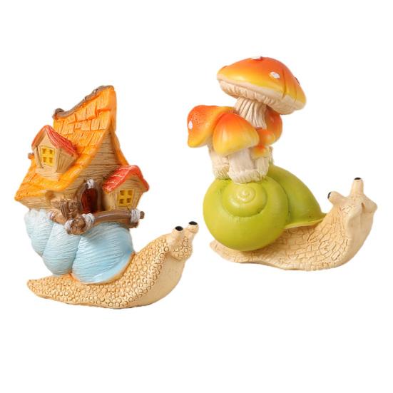 yangyizhi Micro Landscape Ornament, Resin Snail Figurine, Waterproof Sun-Resistant Miniature Fairy Tale Accessory, for Flower Pots And Garden Decor