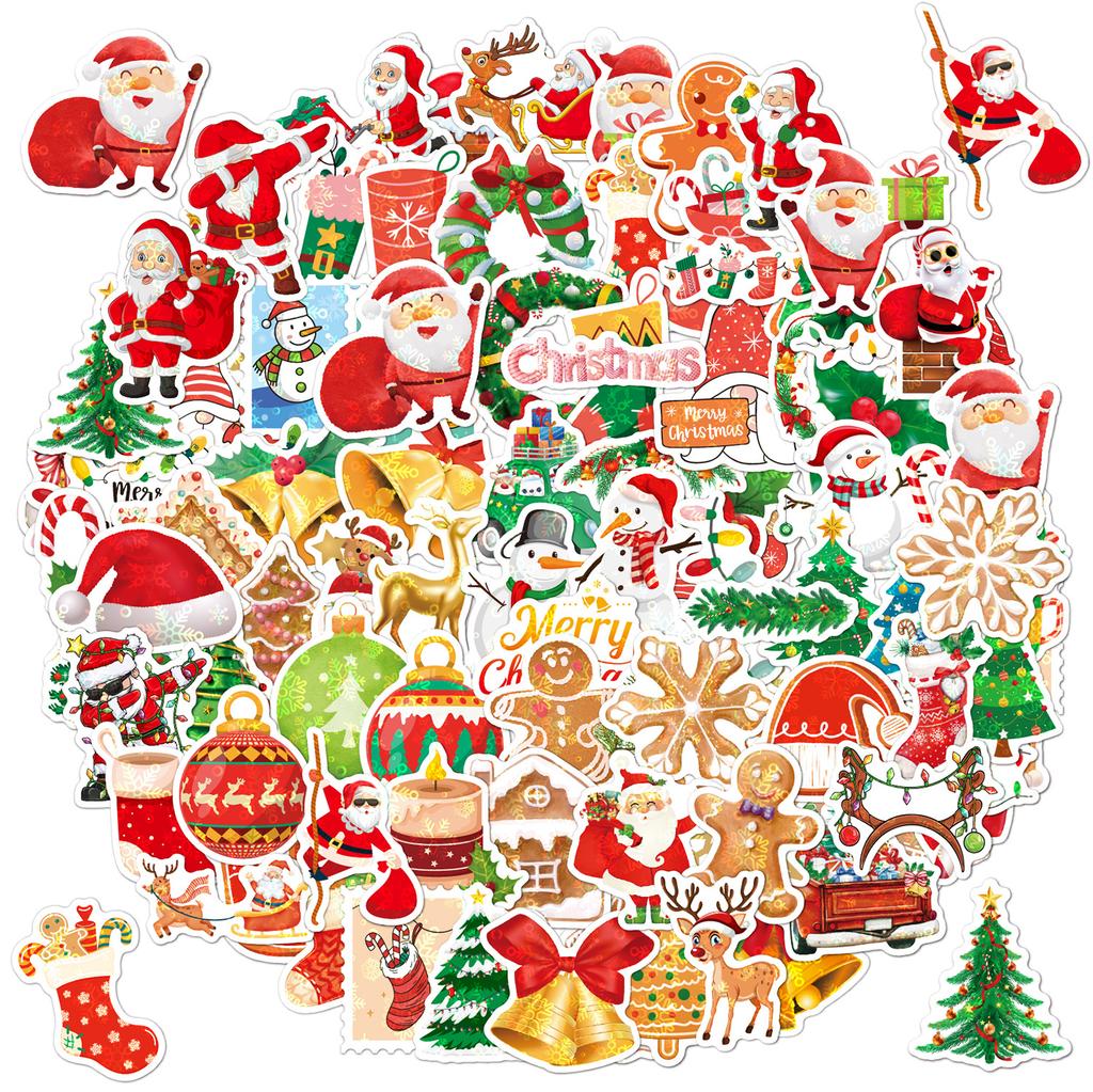 50/100Pcs Christmas Stickers Vinyl Waterproof Holiday Stickers Christmas Stickers for Kids Crafts Bottles Envelopes Gifts