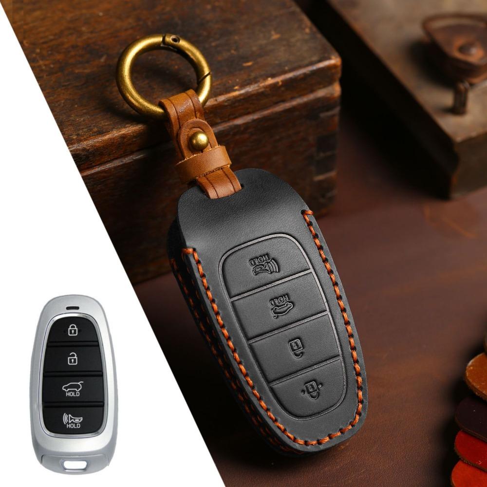 Genuine Leather Key Case for Hyundai STARIA SONATA Car Keys Premium Protection Cover with Clip