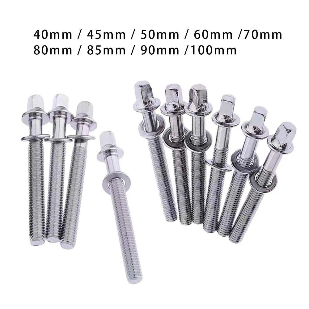 6Pcs Strong Drum Tension Rods with Washers Drum Tight Screw Drum Lug Bolts  for Jazz Drums Repair