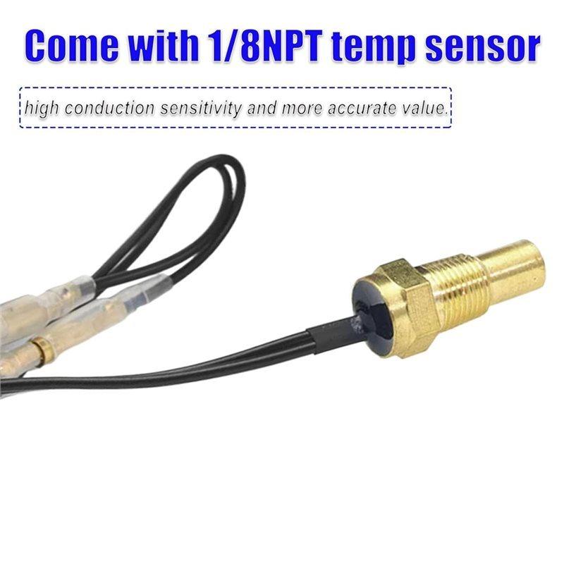 Digital Blue LED 2-In-1 Water Temperature& Voltage Meter Gauge Set- For 12V/24V Vehicle Systems