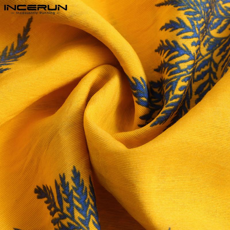 Гавайская пляжная рубашка INCERUN с коротким рукавом и тропическим принтом, для мужчин