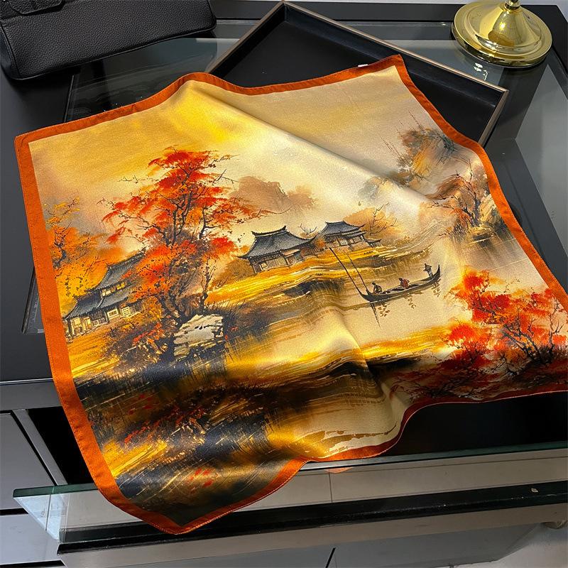 New 100% Natural Real Silk Scarf Women Bandana Square Scarves Wrap Kerchief Mulberry Fashion Luxury High Quality Hijab For Lady