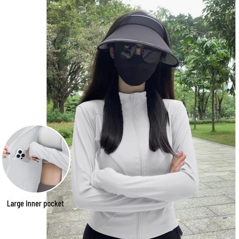 Женский серый летний кардиган-куртка из ледяного шелка с защитой от УФ-лучей 2025