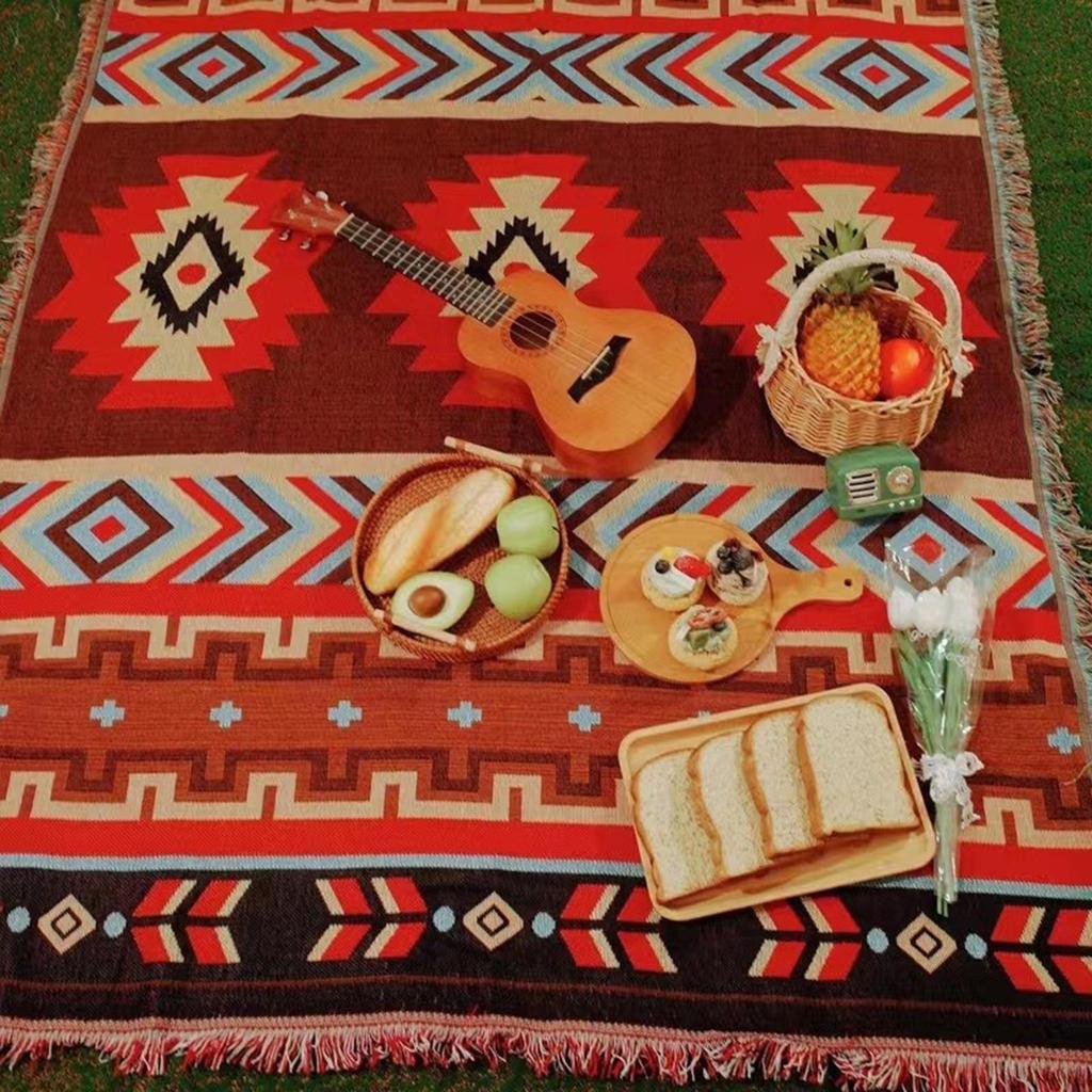 Плед для пикника с кисточками Bohemian для походов домой, гостиной