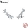 BAMOER 925 Sterling Silver Three Butterfly Insect Long Earrings Push Back Ear Pins Studs Jewelry