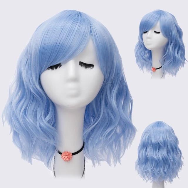Short Bob Cosplay Wig for Women Synthetic Green Hair New Style Natural Supple Summer Heat Resistant Wig With Side Bangs