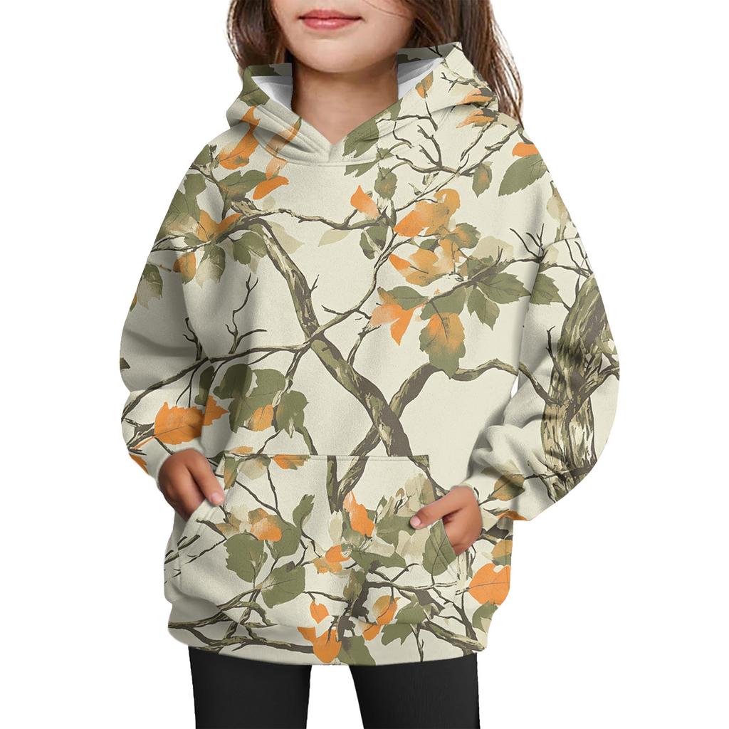 Girls' Hooded Tie- Sweatshirt - Pullover Print Top