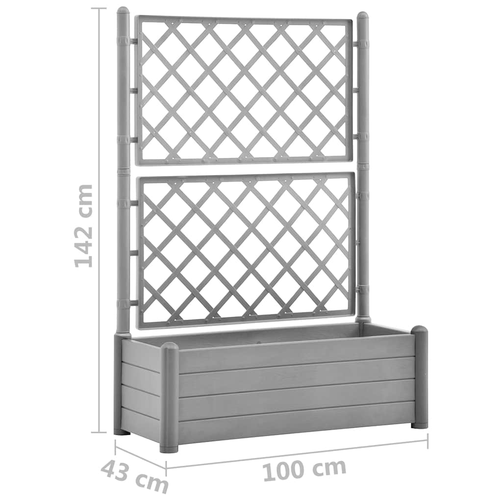 Planter with Trellis 100x43x142 cm PP Stone Grey