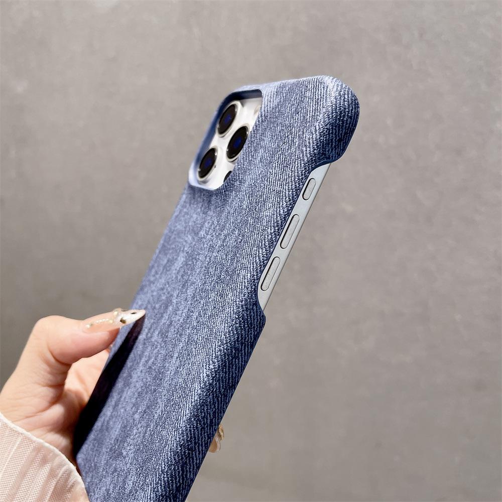 Applicable To IPhone16proMax Half Pack Denim Phone Case New Apple 15 Premium Sense Anti Fall Protection Case