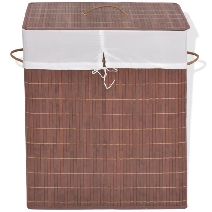 VidaXL Panier à linge rectangulaire Bambou Marron