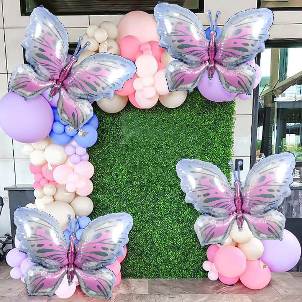 4 шт. фиолетовых воздушных шара из фольги в виде бабочек, для девочек, дня рождения, детского душа, свадьбы, предложения, вечеринки, украшения