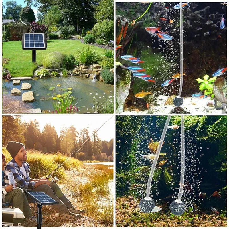 2025 Солнечный кислородный насос, накопитель энергии, встроенная литиевая батарея 3,7 В 2200 мАч, дворовый аквариум для рыбалки на открытом воздухе, аэратор с низким уровнем шума