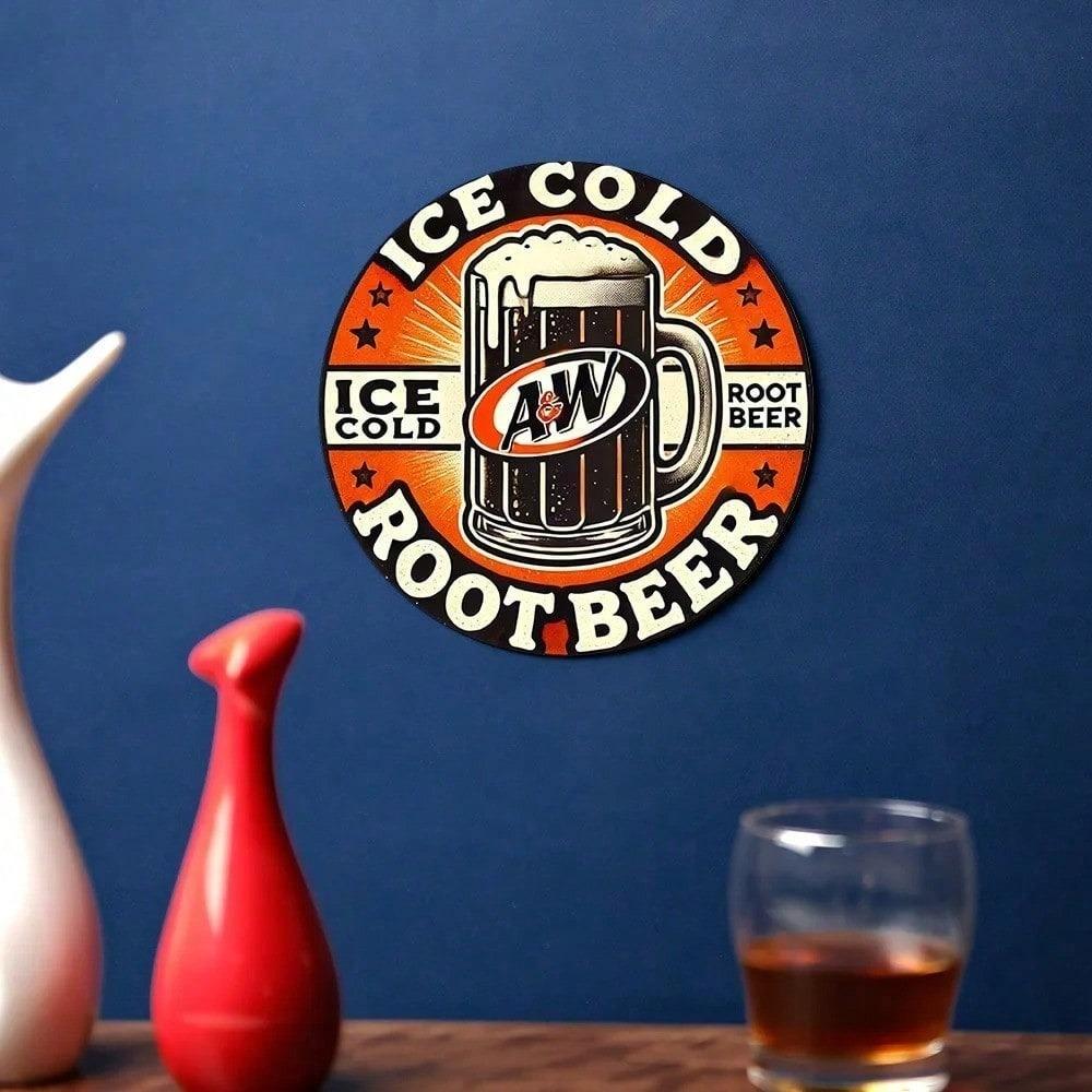 Винтажная металлическая жестяная вывеска A&W Root Beer 12x16 Ретро Настенный Декор Классический Дизайн Пивной Кружки Прочное Барное Искусство