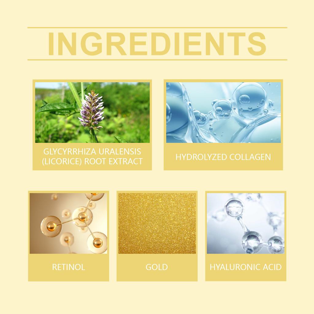 24-каратное золотое покрытие для глаз, разглаживающее мелкие морщинки, мешки под глазами, средство от отечности, темных кругов, увлажняющее, питающее, ретинол, коллагеновая лифтинг-маска